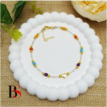 BijuStore Çubuk Boncuk - Karışık Renk Boncuk Kadın Halhal