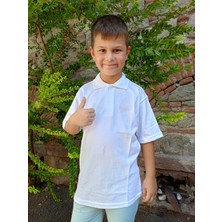 Mıstık Bebe Beyaz Polo Yaka Çocuk T-Shirt