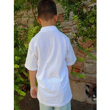 Mıstık Bebe Beyaz Polo Yaka Çocuk T-Shirt