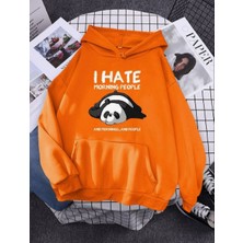 Punıx Kids Kapüşonlu Özel Üretim Miskin Panda Baskılı Kız Çocuk Oversize Sweatshirt