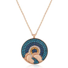 Ervanur 925 Ayar Gümüş Rose Nazarlı Bebek Ayak Izi Kadın Kolye