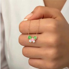Ervanur 925 Ayar Gümüş Rose Minimal Kelebek Kadın Kolye