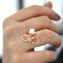 Ervanur 925 Ayar Gümüş Rose Sonsuz Gül Kadın Kolye