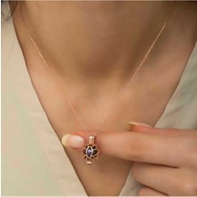 Ervanur 925 Ayar Gümüş Rose Kafesli Lotus Kadın Kolye