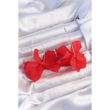 Ezo Concept Pirinç Kırmızı Renkli Flora Küpe