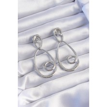 Ezo Concept Pirinç Gümüş Renk Kıvrımlı Sallantılı Küpe