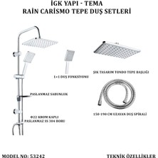 Tema Igk Yapı - Tema Rain Carismo Tepe Duş Setleri (Model No: 53242)