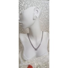 Lilly And Molly Jewelry Baget Taşlı Çift Sıra Çelik Kolye