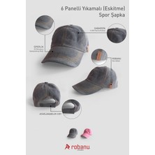 Robanu Unisex Yıkamalı (Eskitme) Spor Şapka | Ayarlanabilir Cırtlı 6 Panelli Kep Şapka | Baseball Cap