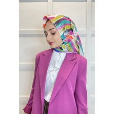 Quare Vual Krep Eşarp - Geometrik Desenli Tesettür Kadın Eşarp 01115