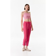 FullaModa Basic Beli Lastikli Straight Keten Pantolon