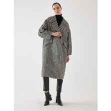 Markapia Kazayağı Desen Oversize Balon Kol Kaban