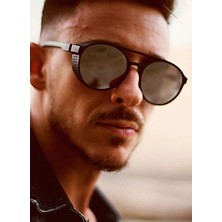 Faven Erkek Güneş Gözlüğü Gözlük Kılıfı ile Retro Güneş Gözlüğü Yuvarlak Güneş Gözlüğü Polarize Steampunk Güneş Gözlüğü (Yurt Dışından)