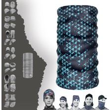 E-Taktik Extreme Üçgen Desenli Mavi Siyah Boyunluk Bandana Baf Toka Maske Saçbandı