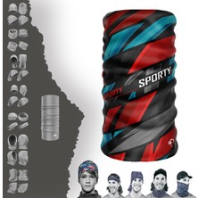 E-Taktik Extreme  Mavi Kırmızı Sporty Boyunluk Bandana Baf Toka Maske Saçbandı