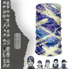 E-Taktik Extreme Beyaz Mor Desenli Boyunluk Bandana Baf Toka Maske Saçbandı