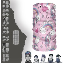 E-Taktik Extreme Unicorn Desenli Pembe Boyunluk Bandana Baf Toka Maske Saçbandı