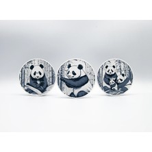 Tetracube Digital Panda Desenli Bardak Altlığı 6'lı Set + Stant