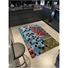 Rugs Modern Shape Koleksiyonu Puantiye Detaylı Siyah Desenli Dokuma Taban Modern Dekoratif Halı SHAPE81