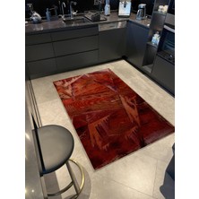 Rugs Modern Shape Koleksiyonu Turuncu Kırmızı Tonlarda Soyut Desen Detaylı Dokuma Taban Modern Dekoratif Halı 55