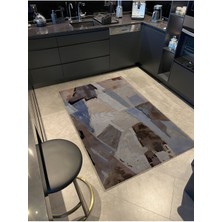 Rugs Modern Shape Koleksiyonu Gri Pembe Tonlar Çok Renkli Dokuma Taban Modern Dekoratif Halı 38