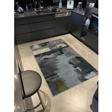 Rugs Modern Shape Koleksiyonu Gri Tonlarda Soyut Desen Dokuma Taban Modern Dekoratif Halı 46