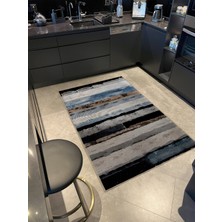 Rugs Modern Shape Koleksiyonu Mavi Bej Siyah Tonlarda Dokuma Taban Modern Dekoratif Halı 50