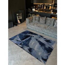 Rugs Modern Shape Koleksiyonu Mavi Tonlarda Soyut Desenli Dokuma Taban Modern Dekoratif Halı 51