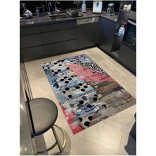 Rugs Modern Shape Koleksiyonu Mavi Pembe Puantiye Desenli Dokuma Taban Modern Dekoratif Halı SHAPE80