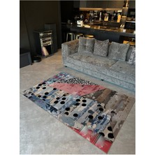 Rugs Modern Shape Koleksiyonu Mavi Pembe Puantiye Desenli Dokuma Taban Modern Dekoratif Halı SHAPE80