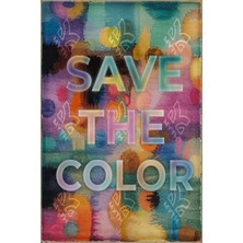Rugs Modern Written Koleksiyonu Çok Renkli Save The Color Yazılı Desenli Modern Dekoratif Halı 08
