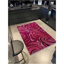 Rugs Modern Shape Koleksiyonu Koyu Pembe Tonlarda Dokuma Taban Saçaklı Modern Dekoratif Halı SHAPE111