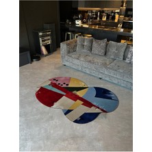 Rugs Modern Shape Koleksiyonu Çok Renkli Soyut Desenli Dokuma Taban Modern Dekoratif Halı SHAPE83