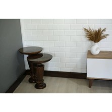Simillo Home & Living 2'li Ahşap Avangard Model Mantar Yan Sehpa