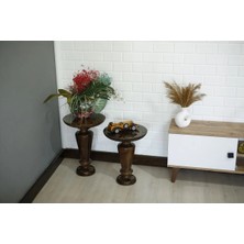 Simillo Home & Living 2'li Ahşap Avangard Model Mantar Yan Sehpa