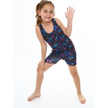 Lolli Boom Kids  Kız Çocuk Koyu Renk Geçişli Mini Yıldız Desenli Yüzücü Tarz Şortlu Mayo