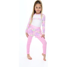 Lolli Boom Kids  Kız Çocuk Uzun Taytlı ve Şortlu Mayo Uzun Kol Summer Vibes Toz Pembe