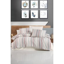 Ipekçe Home Naturel Çizgili 4 Parça Kutulu Çift Kişilik Nevresim Takımı