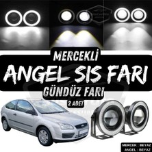 ŞüsCarOto Aksesuar Ford Focus 2 2004-2008 Uyumlu Üniversal Mercekli Angel Sis Farı Metal Su Geçirmez 76 mm Beyaz Halkalı Gündüz Farı Angel Eyes 2 Adet