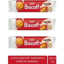 Lotus Bıscoff Sandwıch Bıscoff Vanilya Kremalı 150 gr x 3 Adet