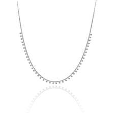 Midyat Nurtaş Gümüş Zirkon Taşlı 925 Ayar Gümüş Su Yolu Gerdanlık Şans Kolyesi 201023267