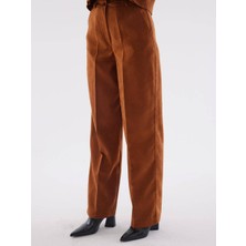 Juste Süet Camel Bol Paça Pantolon