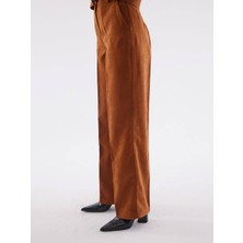 Juste Süet Camel Bol Paça Pantolon