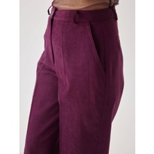 Juste Süet Bordo Bol Paça Pantolon