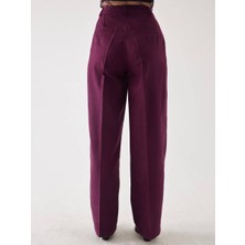 Juste Süet Bordo Bol Paça Pantolon