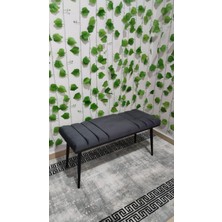 Özcan Mobilya Aksesuar Siyah Metal Ayaklı Metal Kasalı Bench Mutfak Salon Antre Yatak Odası Balkon Puf Bank