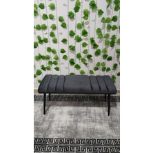 Özcan Mobilya Aksesuar Siyah Metal Ayaklı Metal Kasalı Bench Mutfak Salon Antre Yatak Odası Balkon Puf Bank