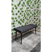 Özcan Mobilya Aksesuar Siyah Metal Ayaklı Metal Kasalı Bench Mutfak Salon Antre Yatak Odası Balkon Puf Bank
