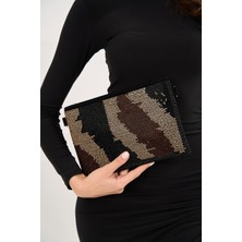 Madamra Taş Desenli Kadın Taşlı Clutch El ve Omuz Çanta