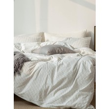 Caqqa Çizgili White Striped Çocuk ve Genç Tek Kişilik Pamuk Lastikli Nevresim Takımı